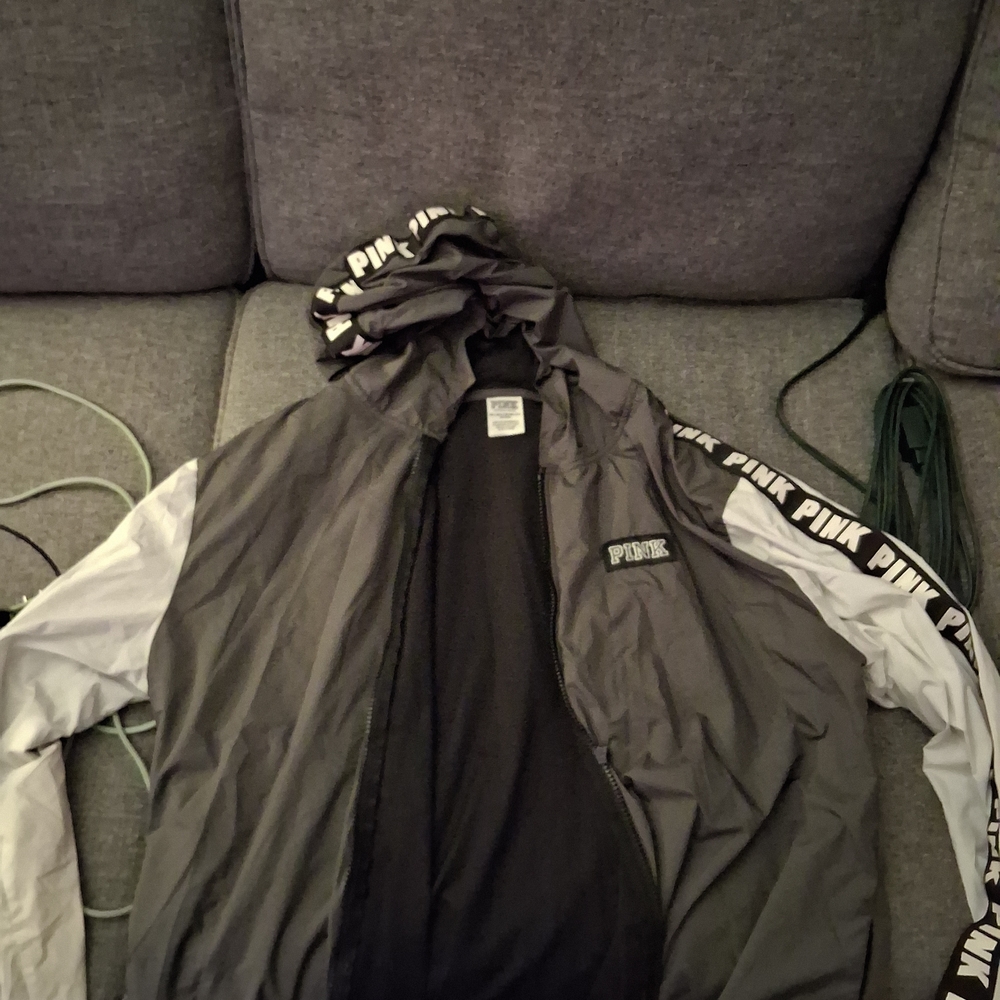Victoria's Secret Gray and Black Leather Jacket